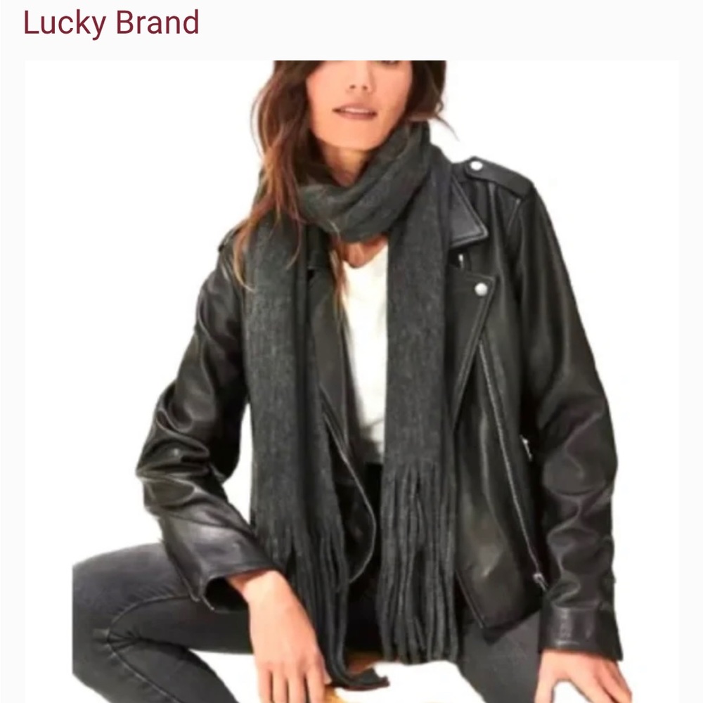NWT Lucky Brand Solid Brushed Scarf Dark Gray